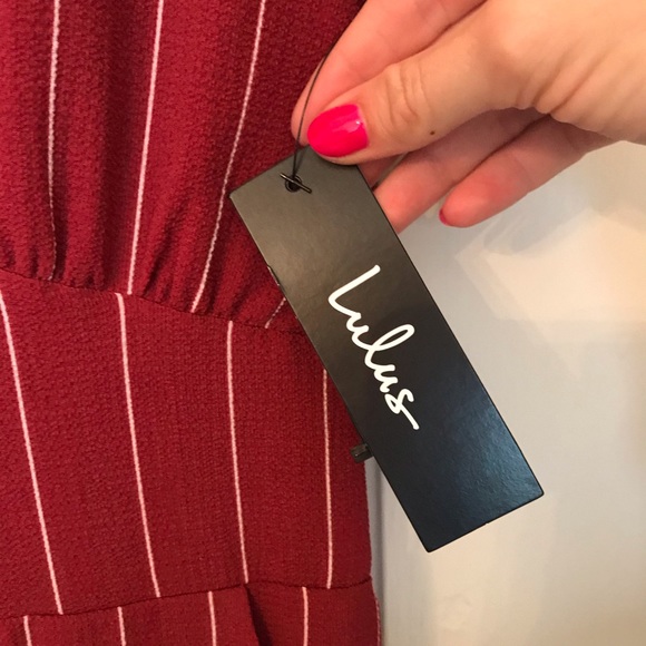 SOLD NWT Lulu’s Red Striped Culotte Jumpsuit - Picture 6 of 11